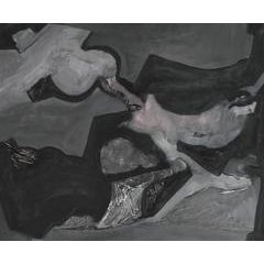 Abstracted Forms in Grayscale, Acrylic Painting, 1960s 10