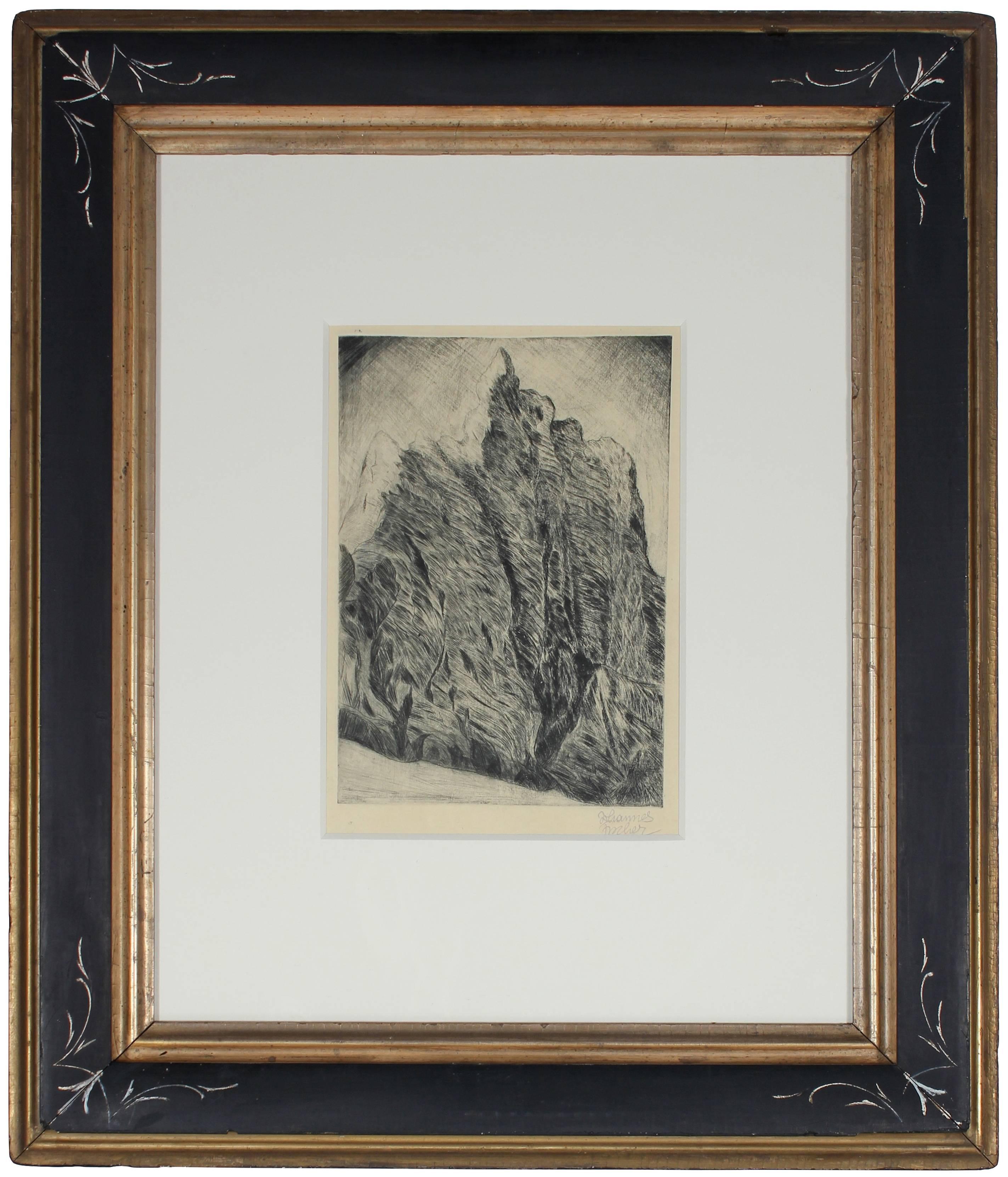 Johannes Fischer Landscape Print – Landschaftsradierung der Wiener Sezession, ca. 1920er Jahre