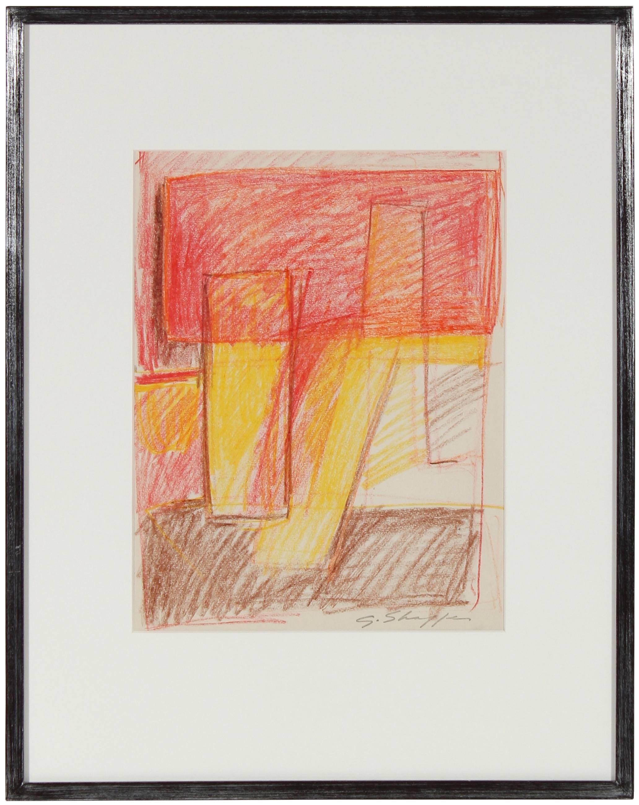 Gary Lee Shaffer Abstract Drawing - 1957 Abstract Pastel in Warm Tones