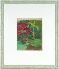 "A Group of Poinsettias" C. 1920s Pastel Antique "A Group of Poinsettias" C. 1920s Pastel