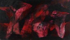 "Inferno Figures" Expressionist Abstract in Red Ink, 1960s