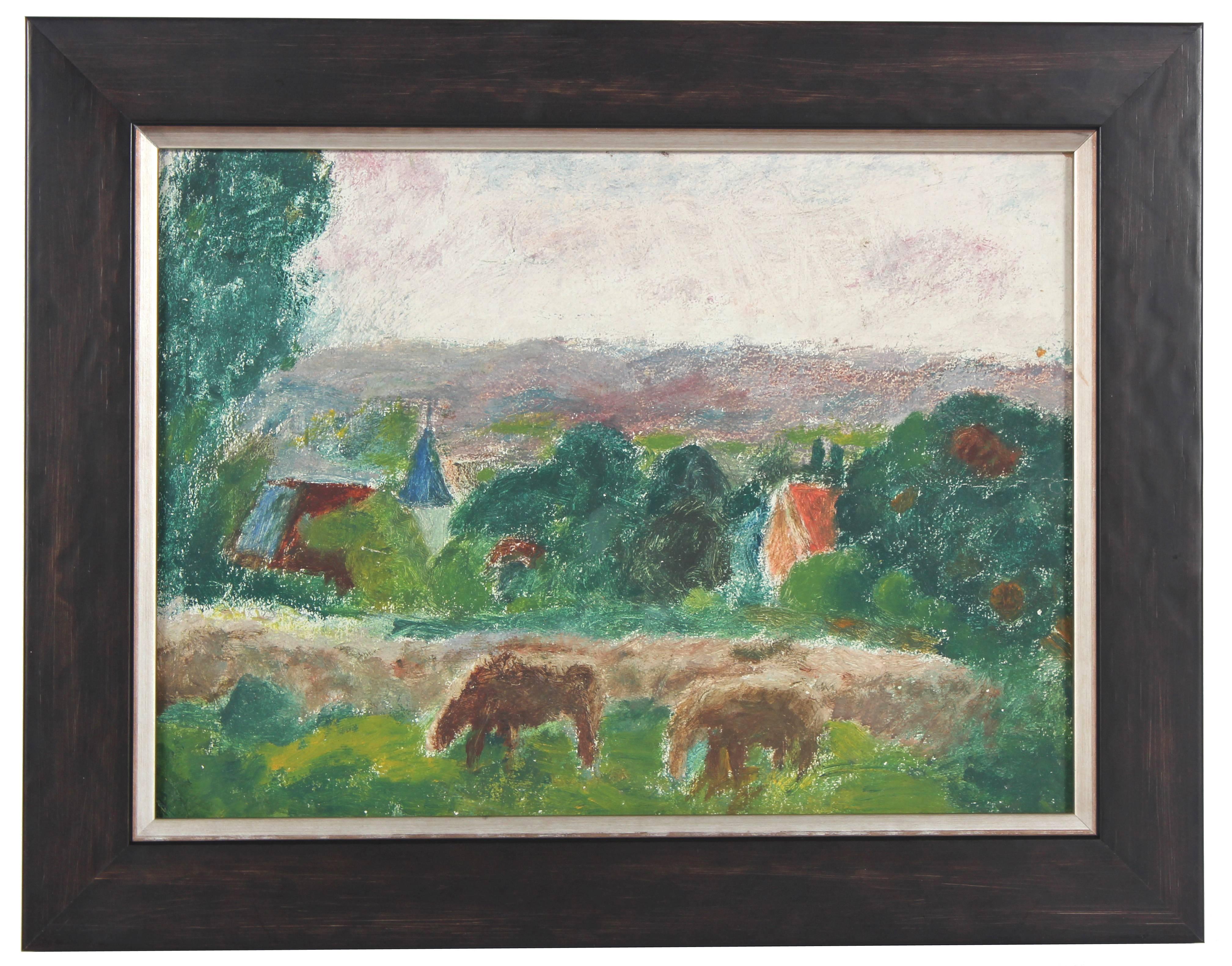 Unknown Landscape Painting - Mid Century French Countryside
