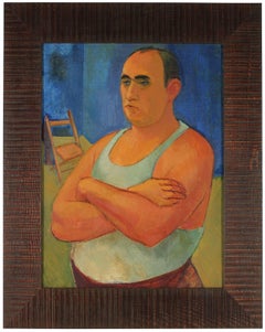 Modernist Portrait of a Man, Oil on Canvas, 1940s
