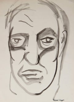 Mid Century Portrait of a Man, Ink on Paper