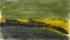 "The Meadow" Large Abstracted Woodcut Print, 1968