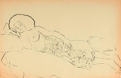 Reclining Female Figure, Pen & Ink Drawing, Circa 1940s