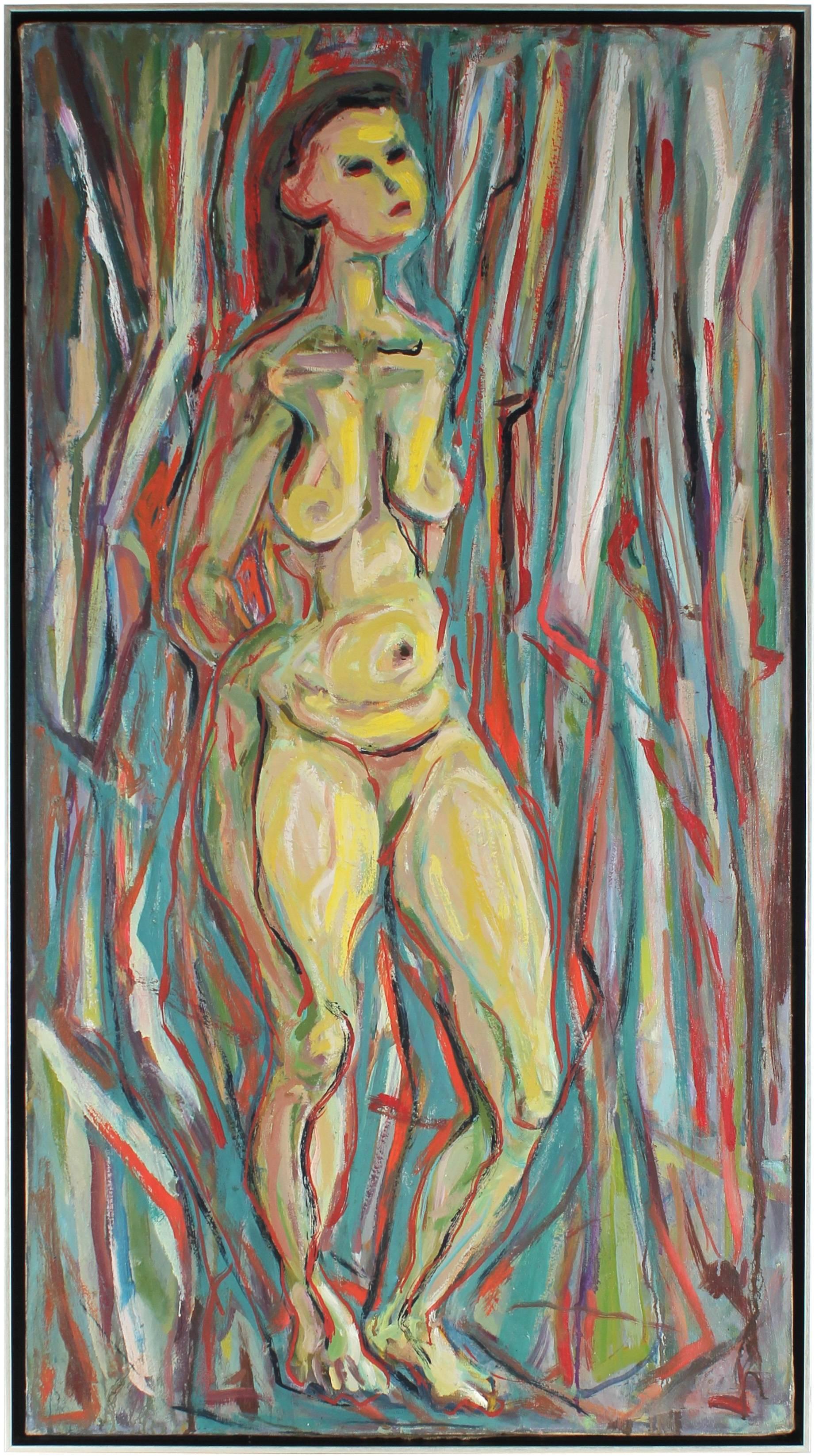 Richard Van Wingerden Nude Painting - Colorful Mid Century Expressionist Figure