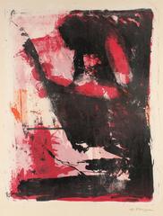 1961 Abstract Expressionist Lithograph with Black