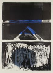 1960s Abstract Expressionist Lithograph in Black & Blue