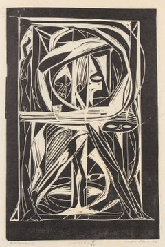 "Katharsis" Modernist Abstract Linocut, Circa 1960