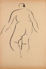 Modernist Nude Ink Figure, Circa 1940s