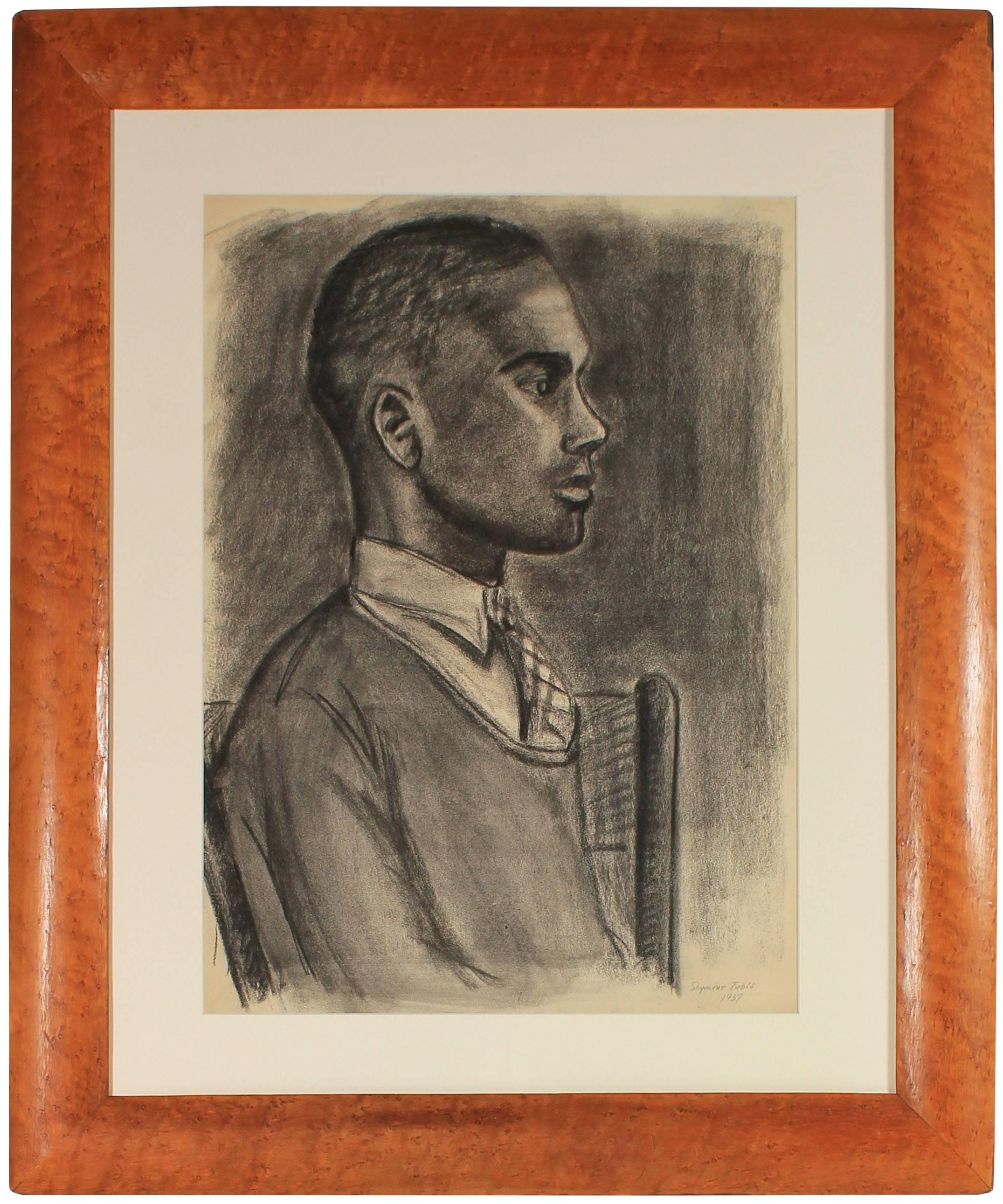 Charcoal Portrait of a Young Man - Art by Seymour Tubis