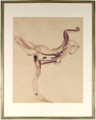 "Dancing Woman" Aubergine Ink Wash 