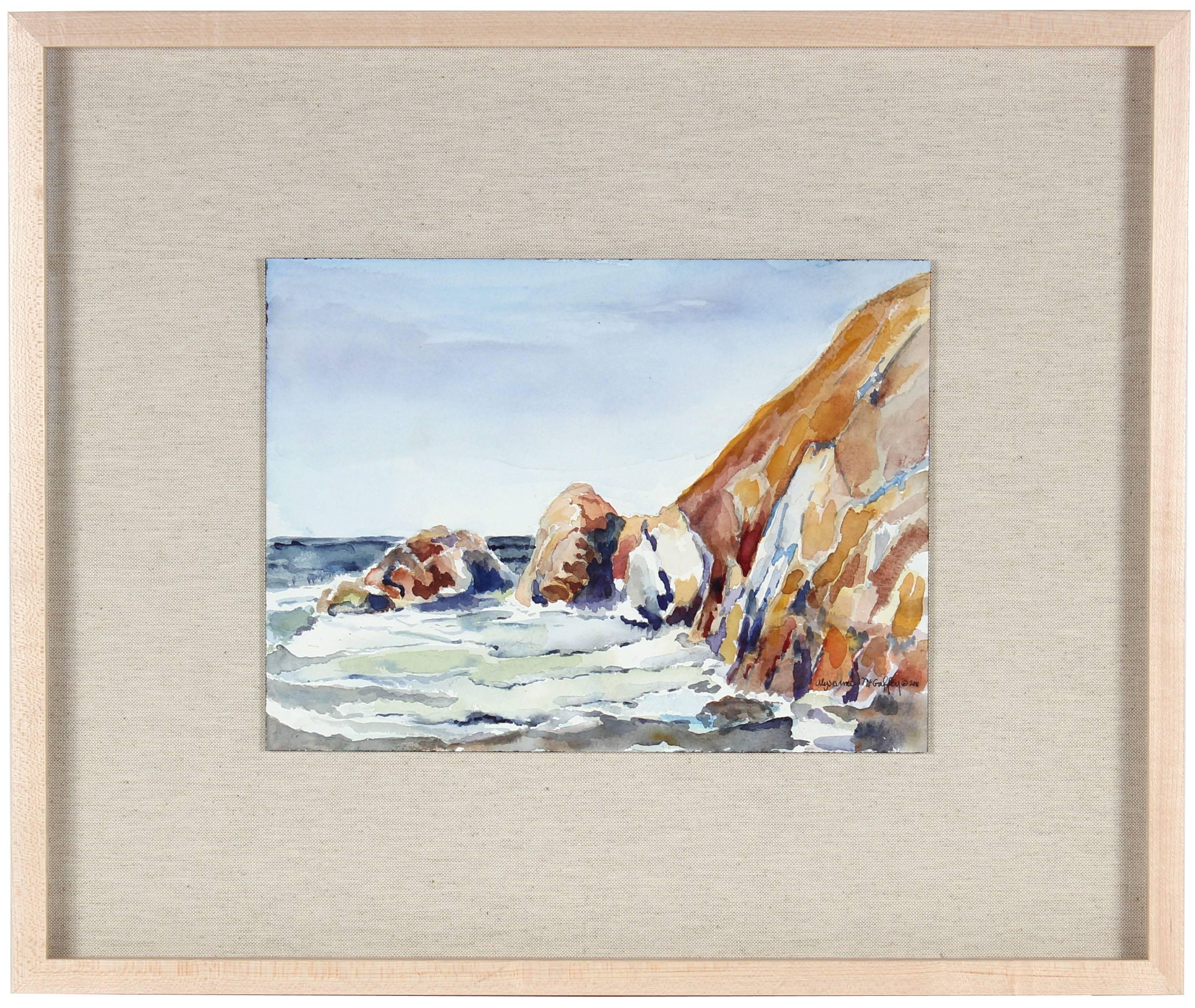Alysanne McGaffey Landscape Art - California Coastal Landscape in Watercolor, 2011