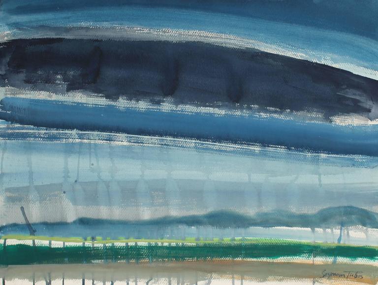 Seymour Tubis Abstract Drawing - Modernist Abstract in Blue