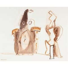 Abstracted Gouache Figures in Sepia 4