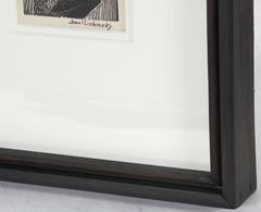 Monochromatic Modernist Figures, Linoleum Block Print on Paper