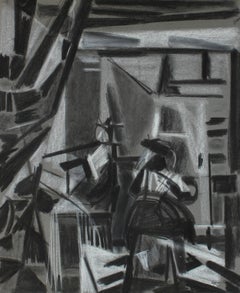 Cubist Charcoal Study of Vermeer, Circa 1950