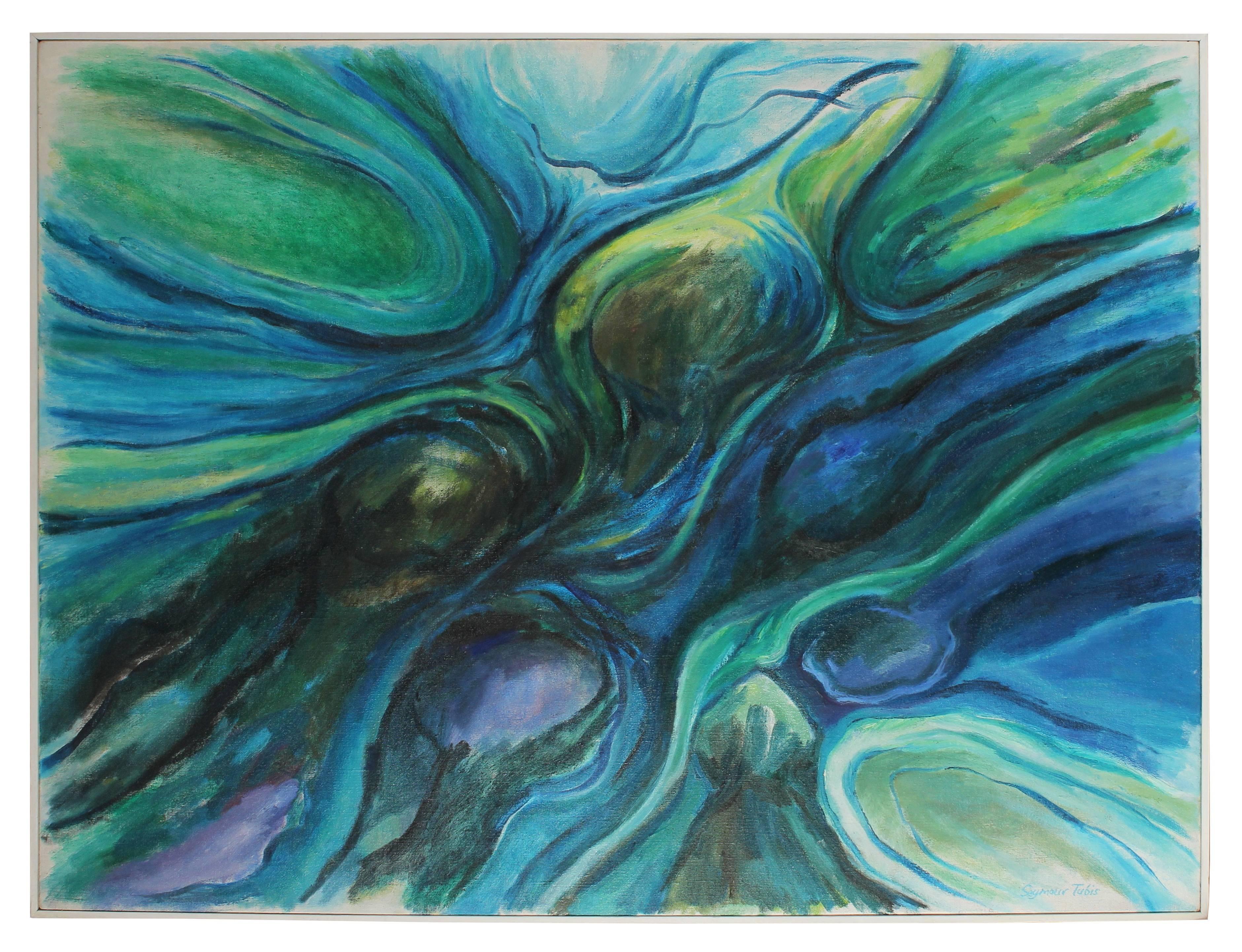 Seymour Tubis Abstract Painting - "Whirlpool" Large Oil Abstract