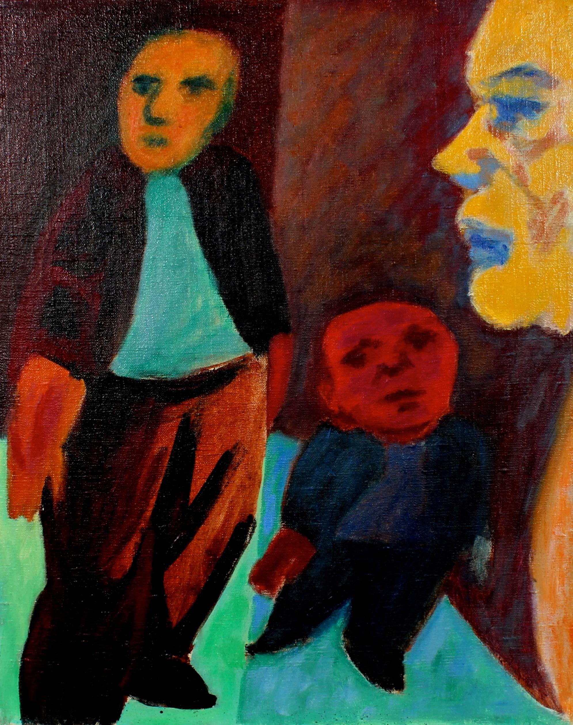 Martin Snipper Figurative Painting - Expressionist Figures, Oil on Canvas, Circa 1940s