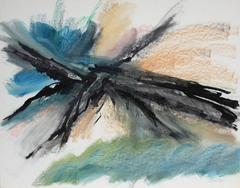 Abstracted Mountain Range, Ink and Pastel, 1961