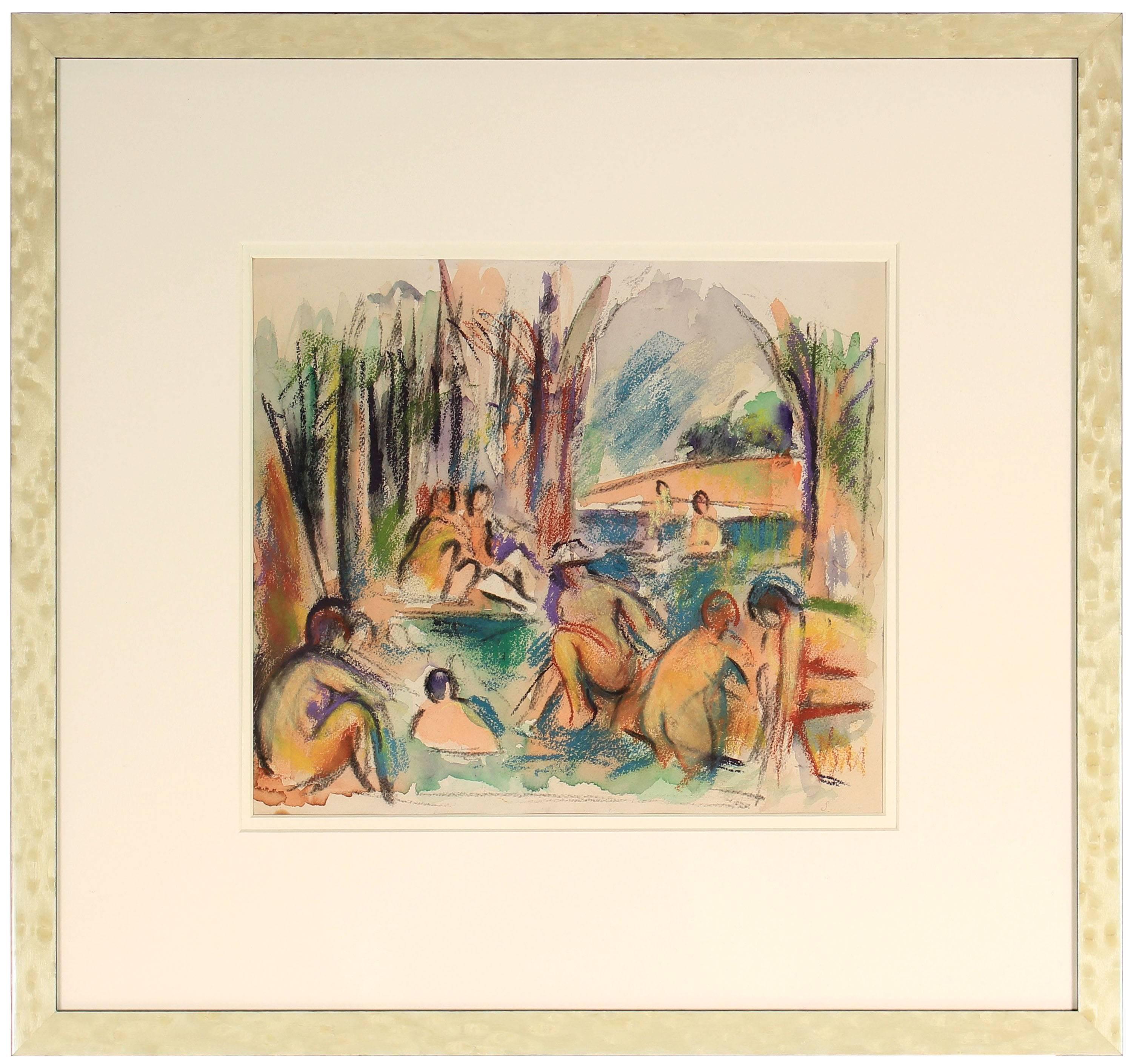 Schuyler Standish Landscape Art - "Apres of Cezanne" Late 20th Century