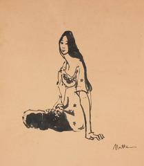 Seated Woman in Ink, Circa 1960s