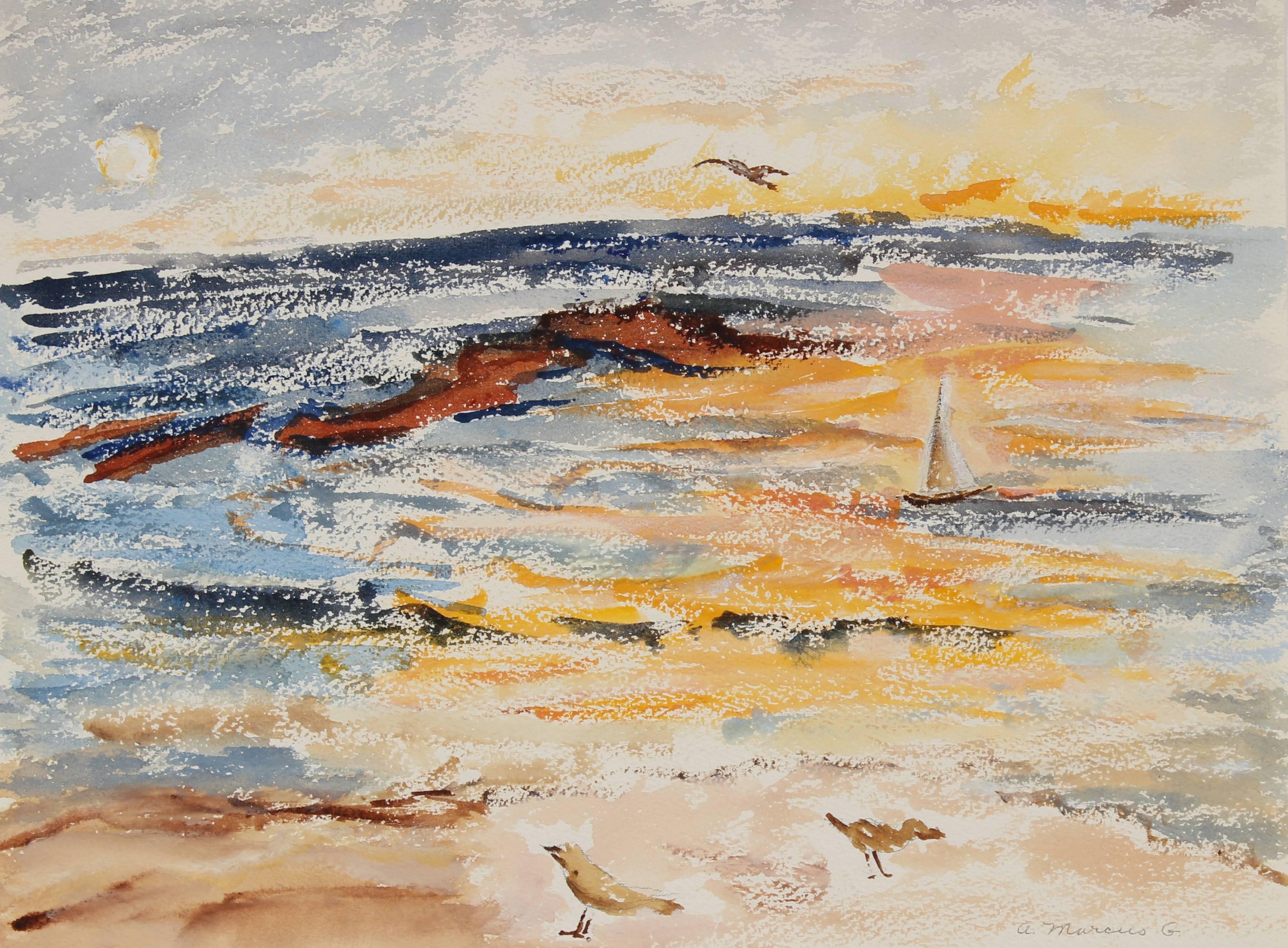 Anne Granick Landscape Art - "Malibu" California Seascape