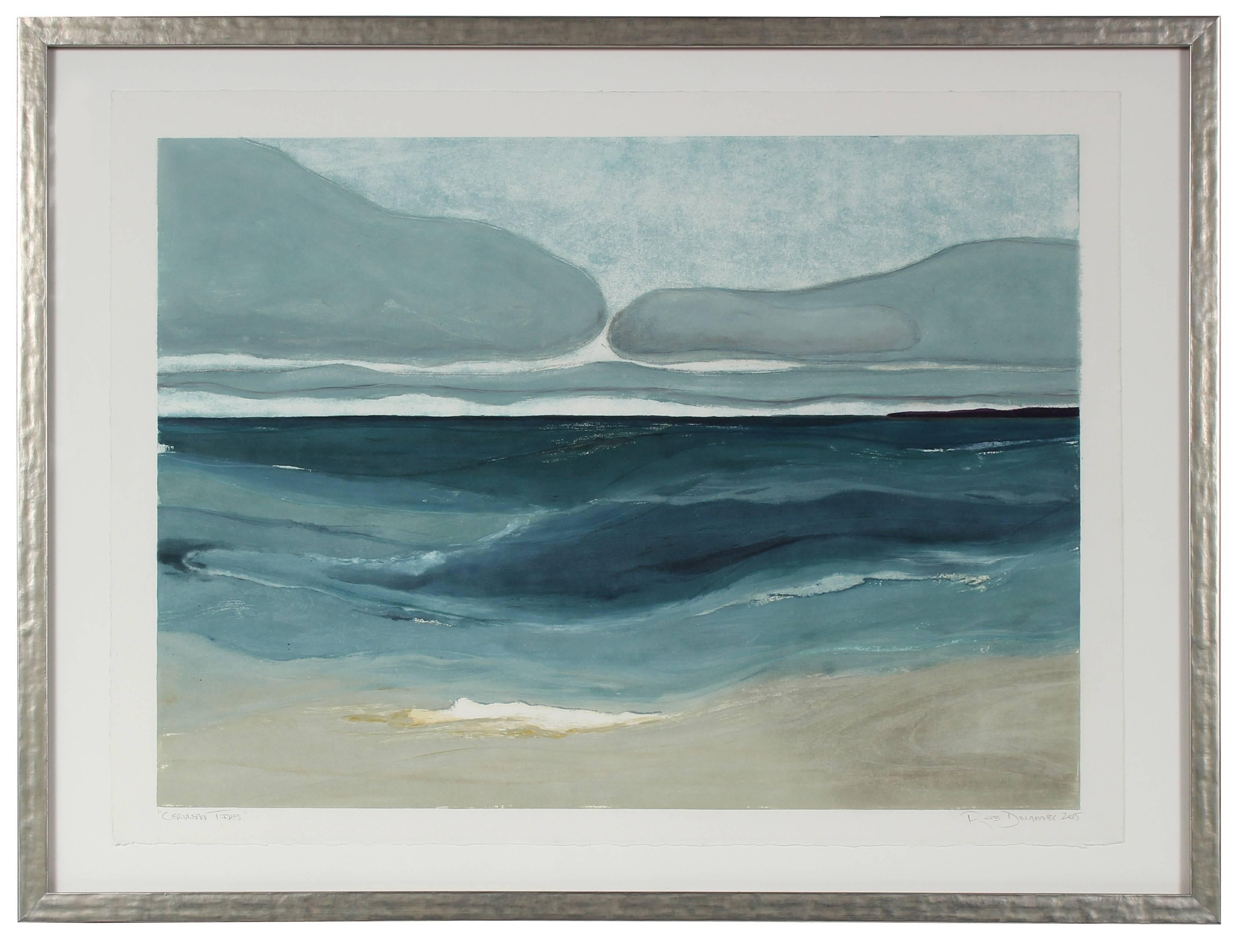 Rob Delamater Abstract Print - "Cerulean Tides" Monotype