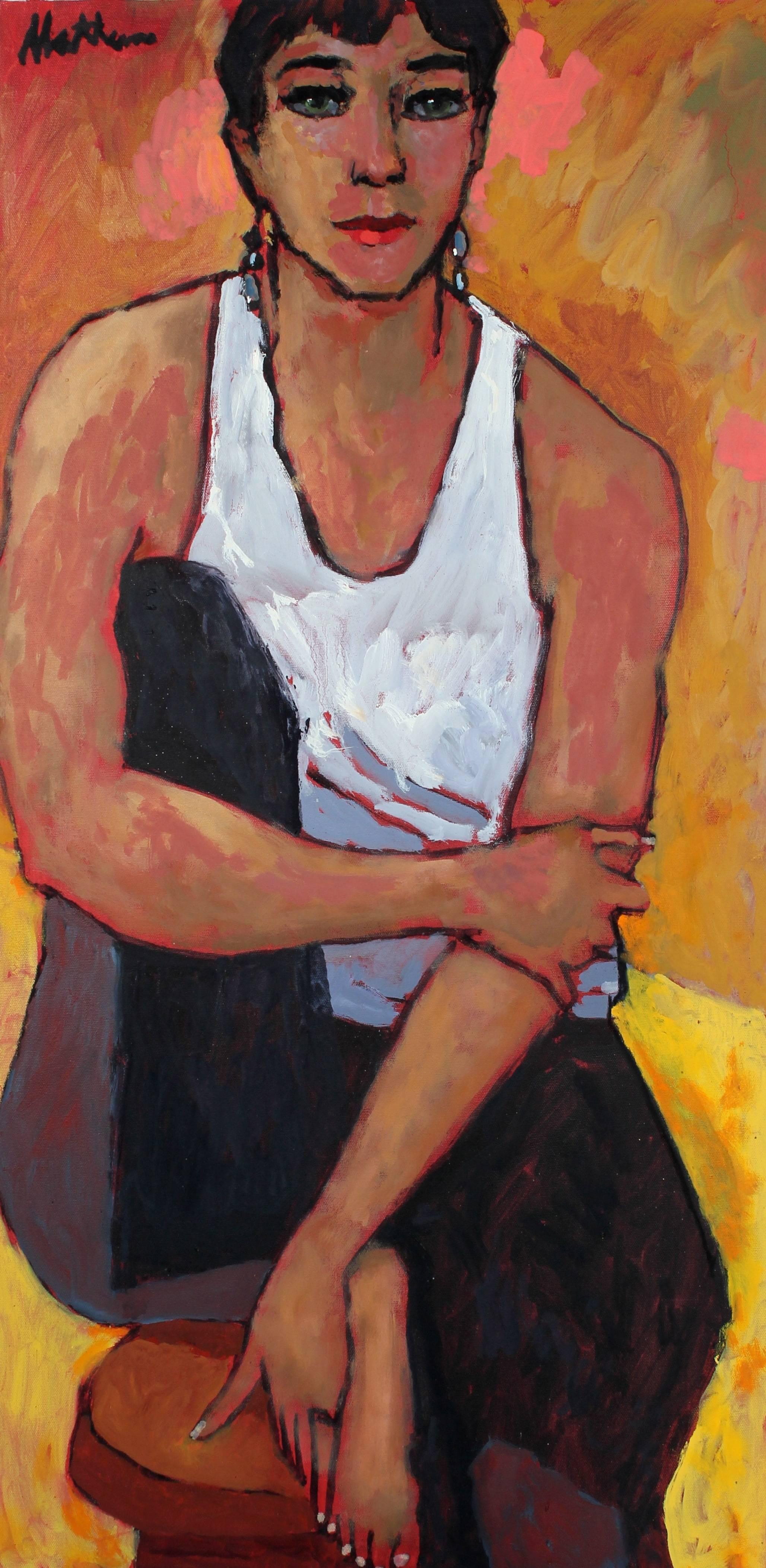 Rip Matteson Portrait Painting - "Insurgent" Seated Female Portrait in Oil, 2003