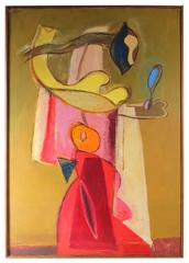 "Girl With Mirror" Cubist Oil