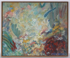 Oceanic Modernist Abstract Oil Painting, 1960