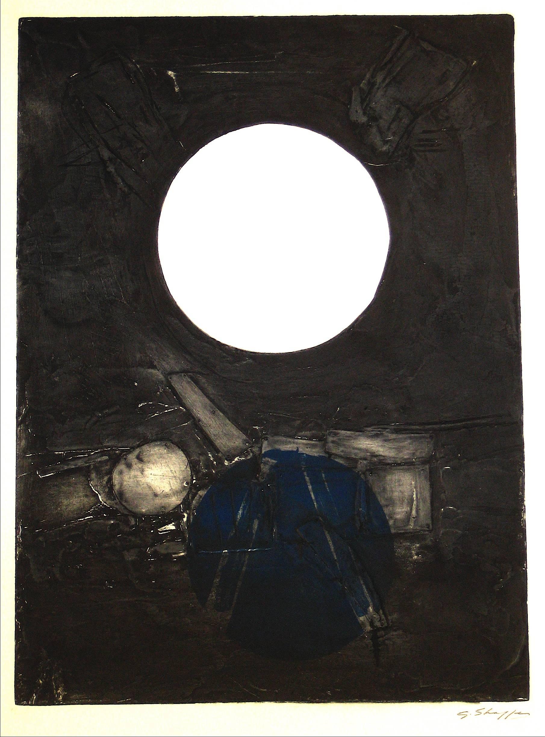 Gary Lee Shaffer Abstract Print - "Don Quixote" Large Abstract Collograph, 1967