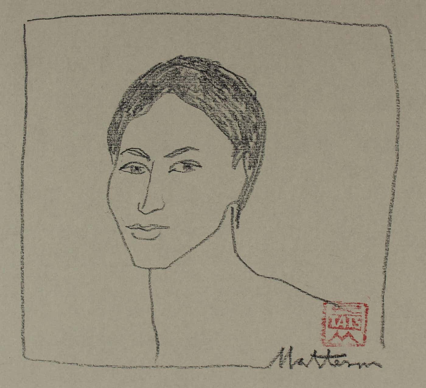 Artist R Mathison Rip Matteson - Minimalist Portrait in Charcoal, 20th Century at 1stDibs ...