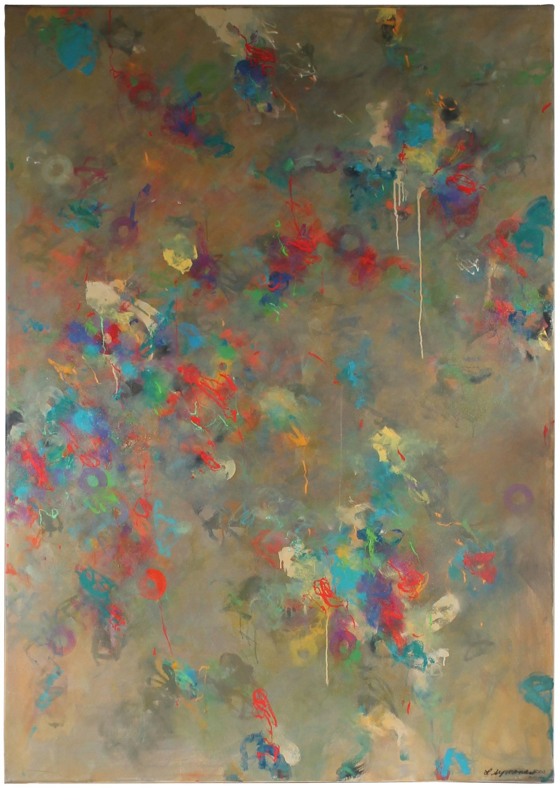 Linda Symonds Abstract Painting - "Cacophony", Large Abstract Oil Painting, Late 20th Century