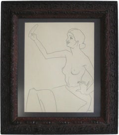 Seated Figure with Mirror, Graphite on Paper, Circa 1930s