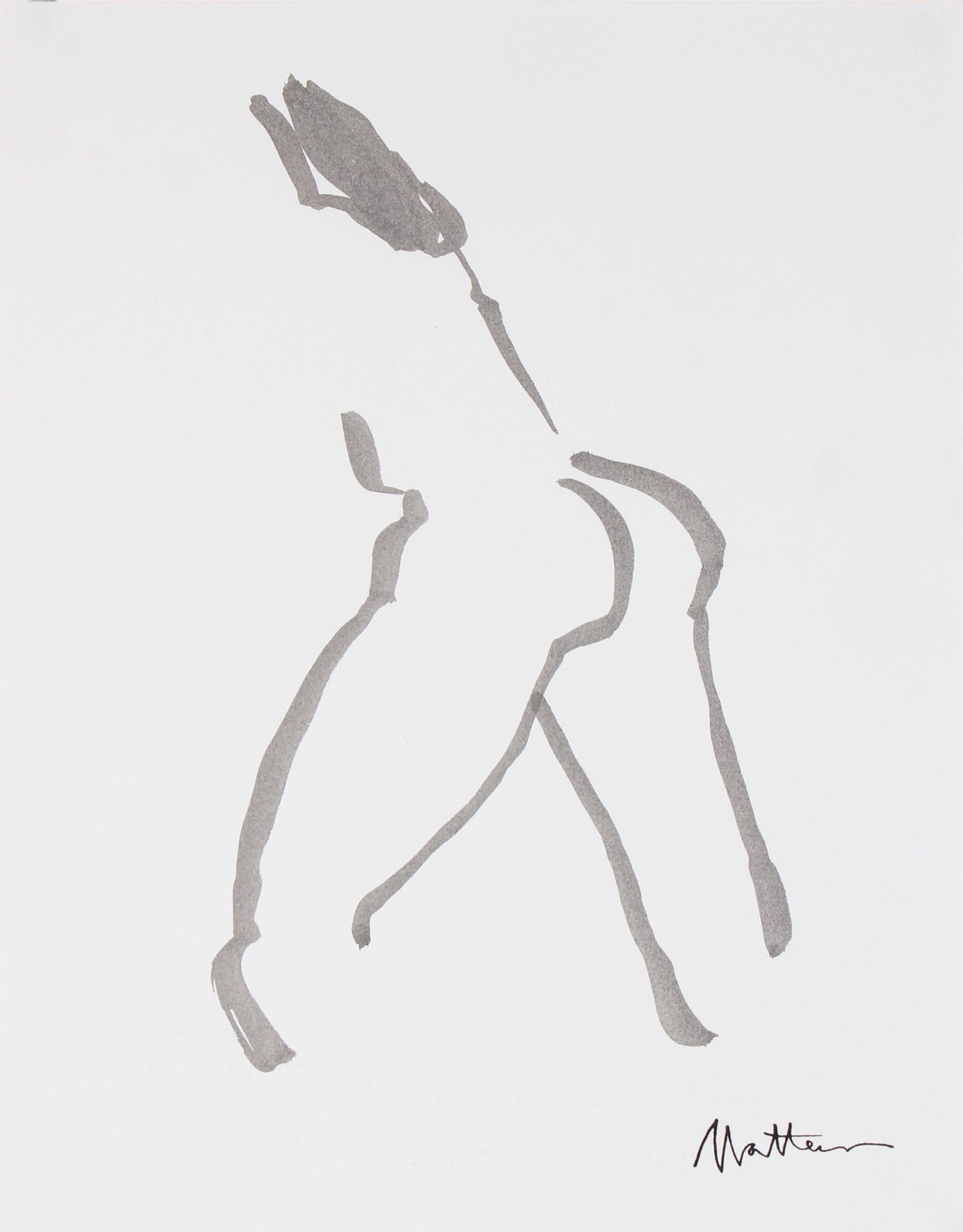 Rip Matteson Nude - Modernist Ink Figure