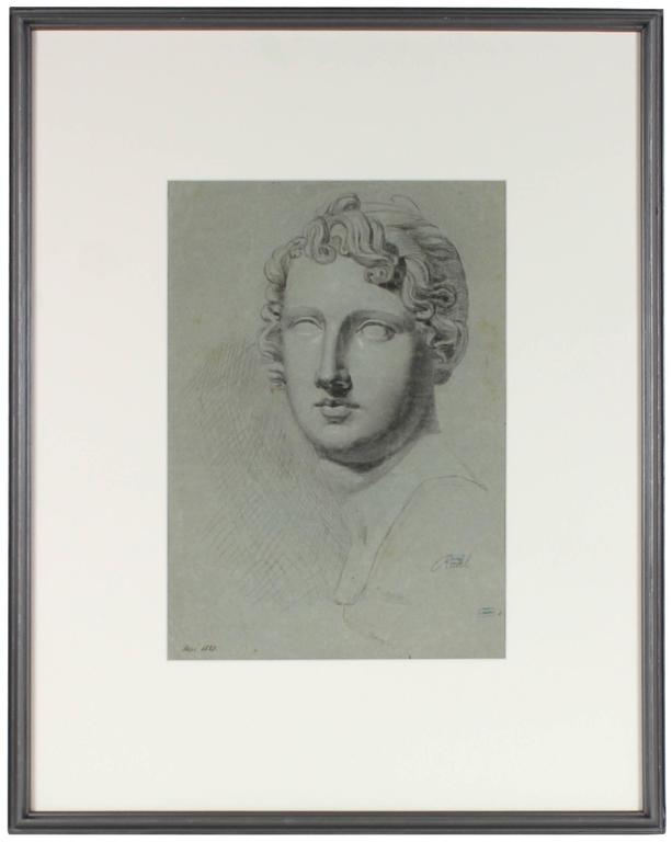 Carl Rahl - Study of a Roman Statue, Charcoal Drawing, 1828 at 1stDibs