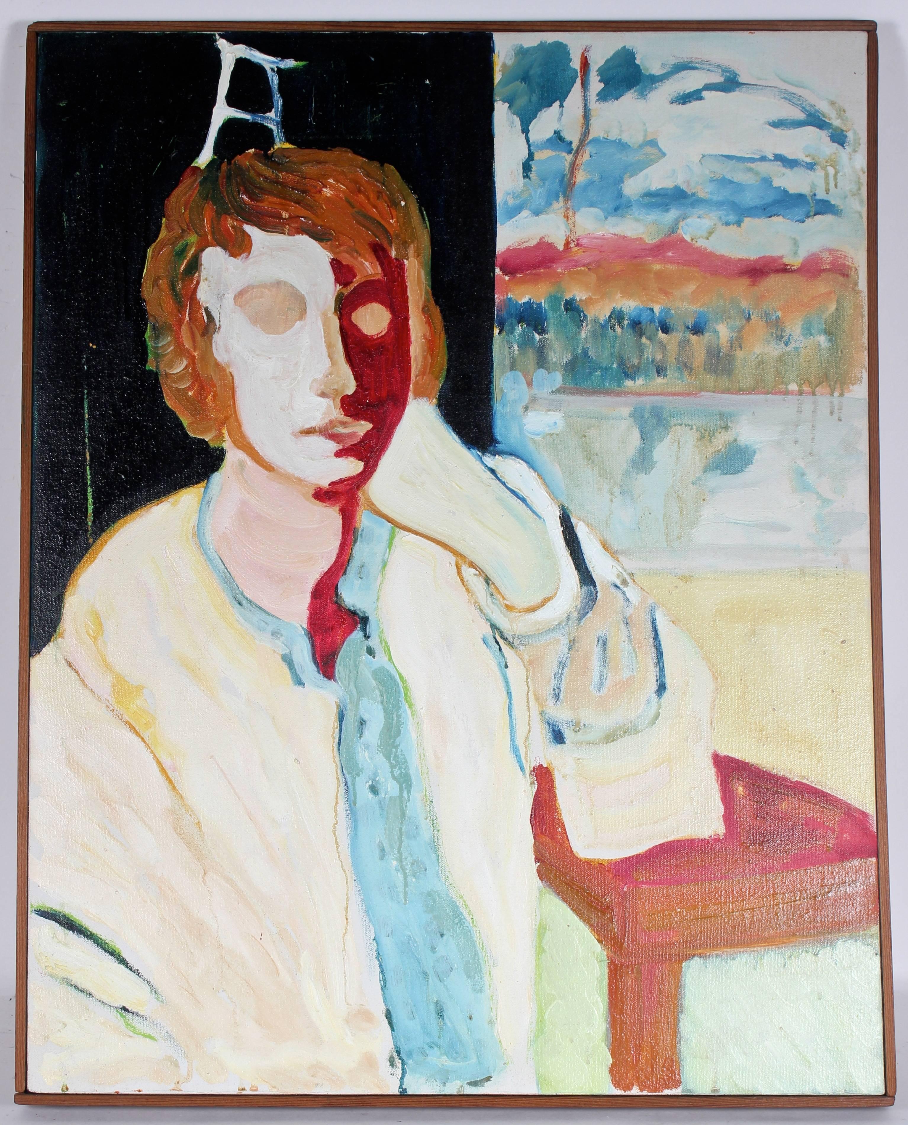 Alysanne McGaffey Interior Painting – "Through a Window Lightly" Bay Area Portrait in Oil, 1960s