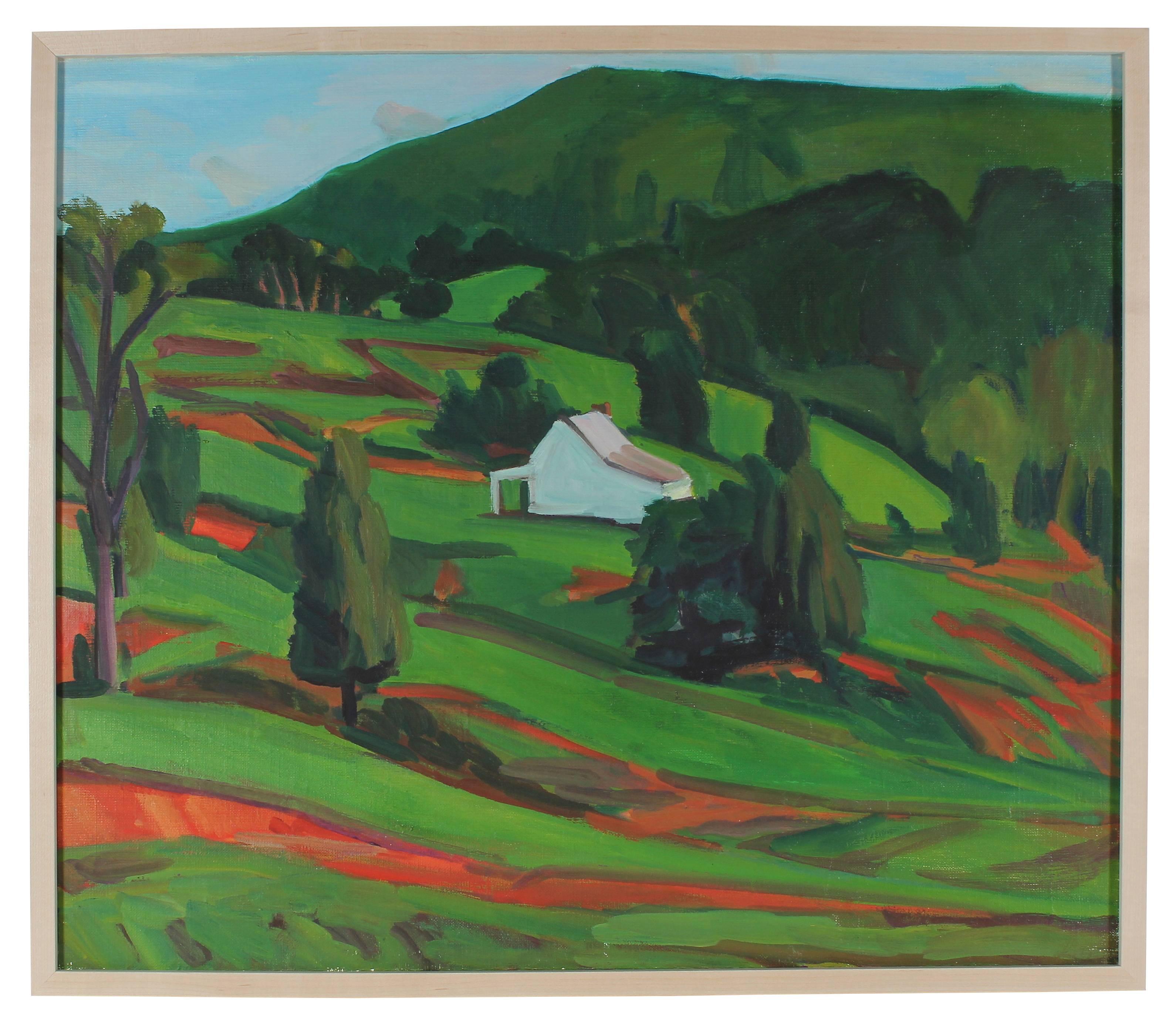 Hearne Pardee/ Gina Werfel Landscape Painting - Hillside with Farmhouse