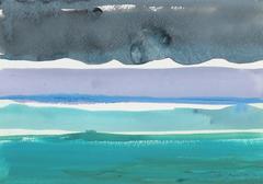 "Emerald Horizon at Sea Ranch" Gouache Landscape Painting, 2016