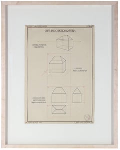 Bauhaus Academic German Engineering Diagram in Ink, 1940