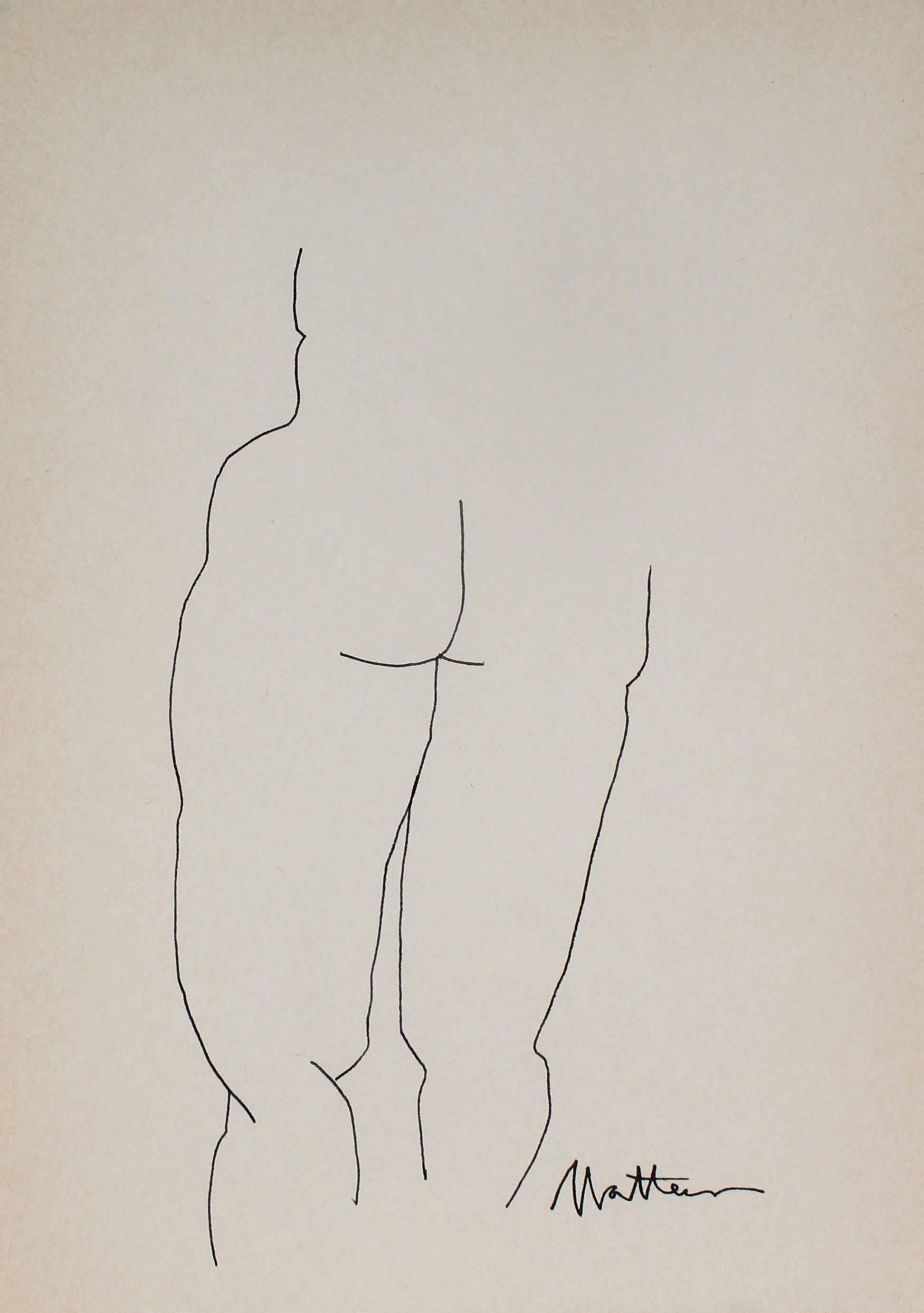 Minimal Nude Line Drawing - Art by Rip Matteson