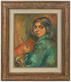 Portrait of Artist Ethel Weiner Guttman, Oil on Canvas, Mid 20th Century