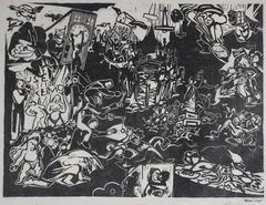 Dystopian Scene Linoleum Block Print 3