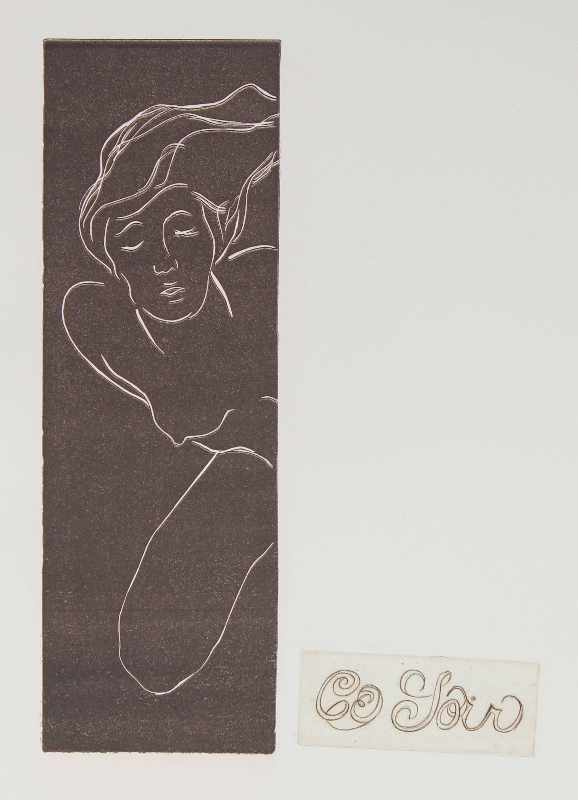 Howard Albert Figurative Print - "Ce Soir" Monochromatic Nude Etching, Circa 1960s