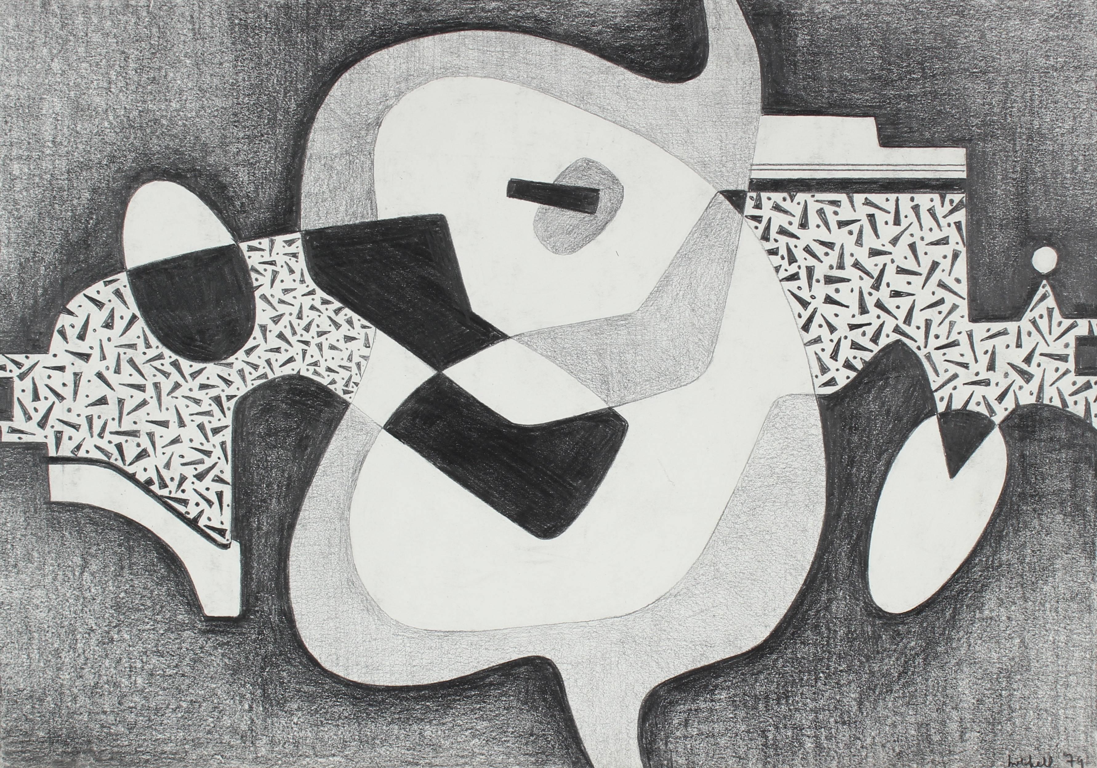 Jane Mitchell Abstract Drawing - Geometric Abstract in Graphite