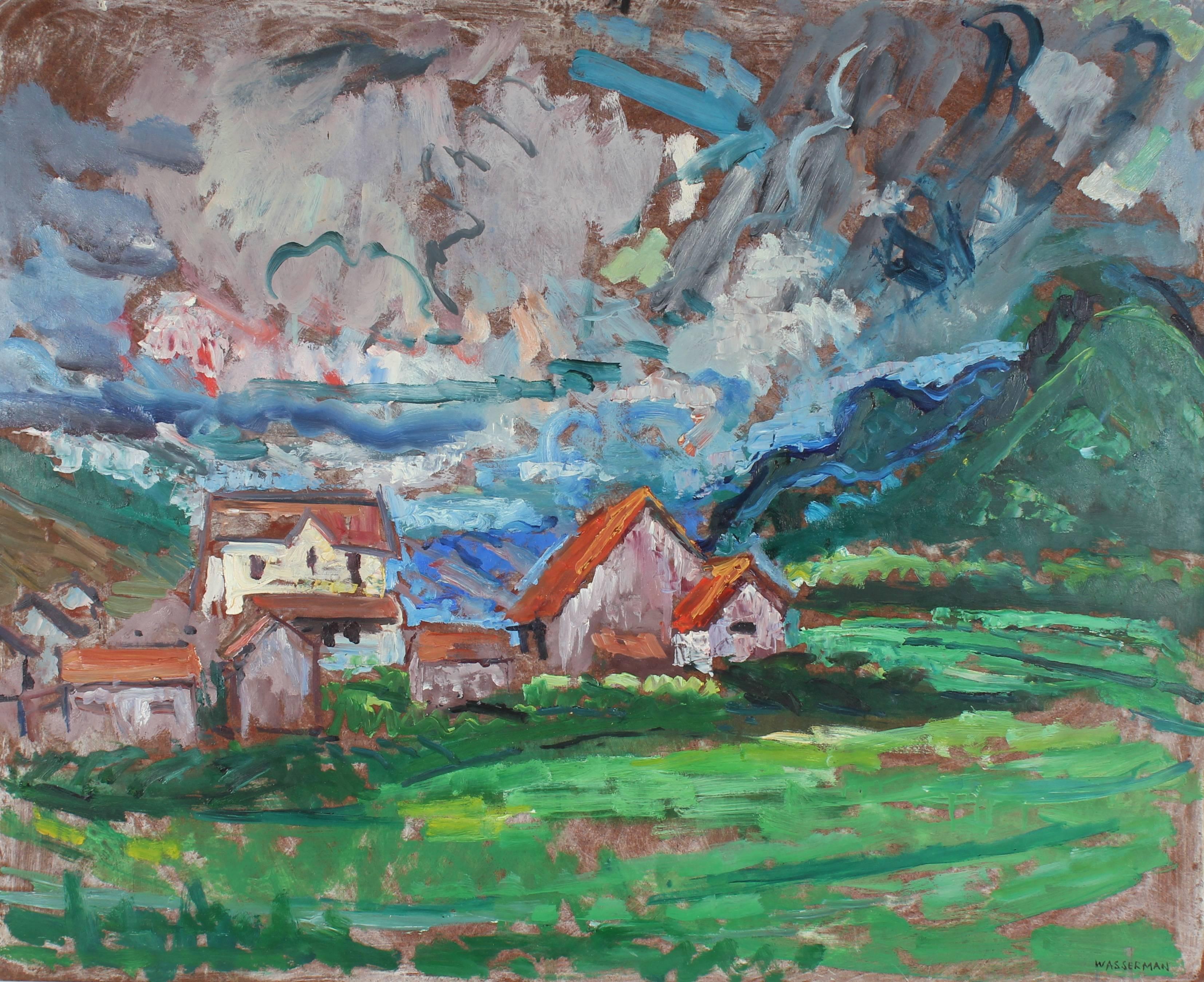Gerald Wasserman Landscape Painting - Carmel Countryside Landscape, Oil Painting, Mid-Century
