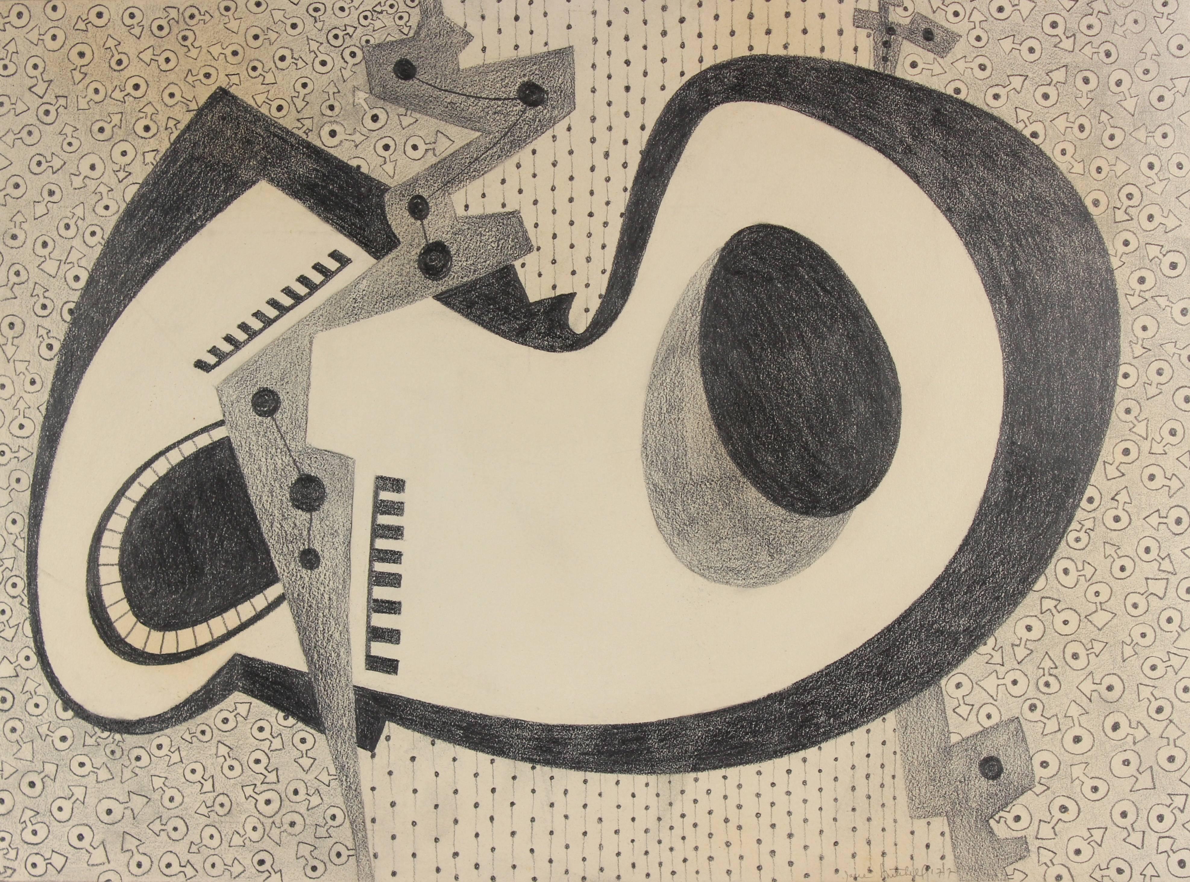 Jane Mitchell Abstract Drawing - Geometric Abstract in Graphite
