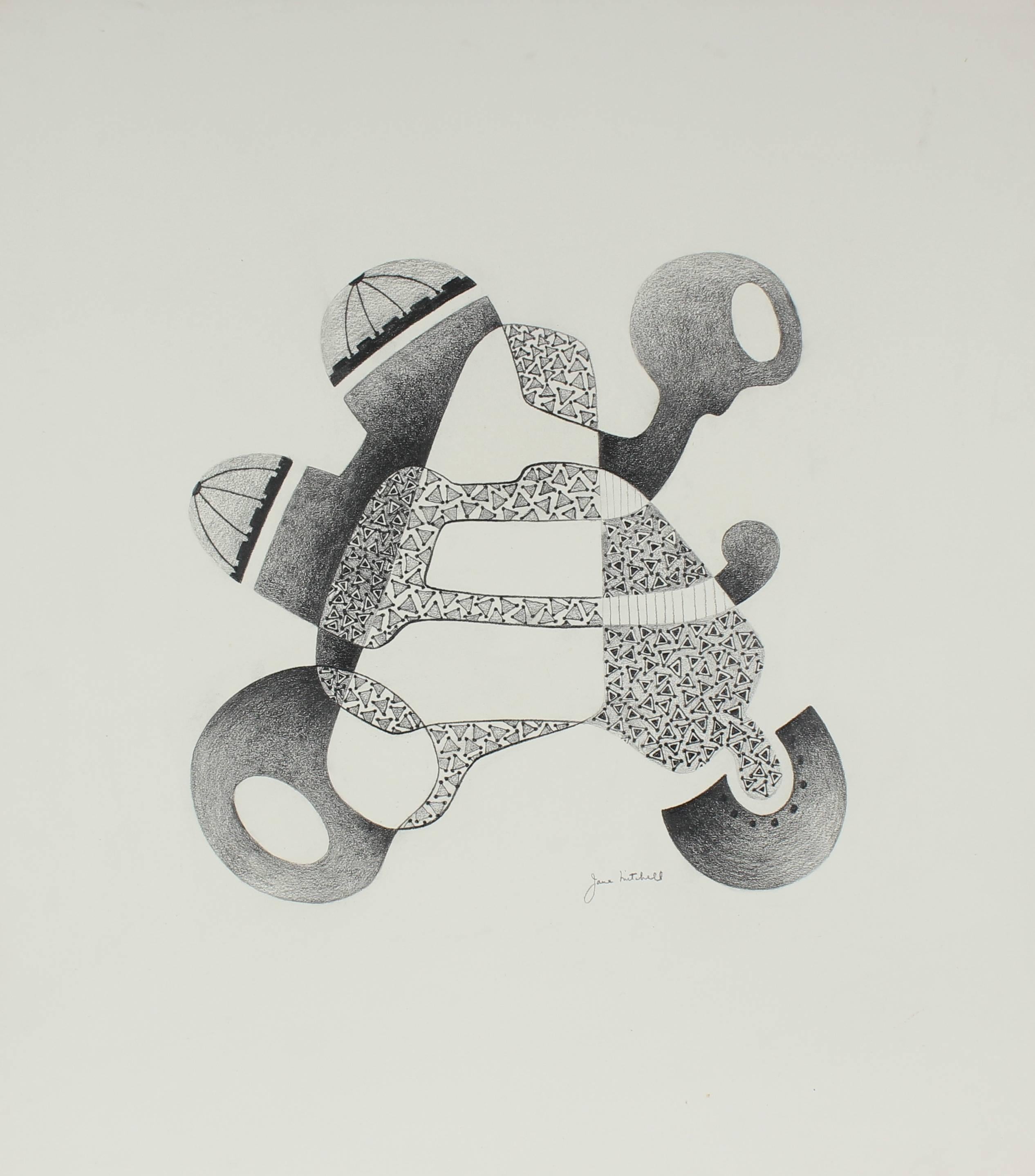 Jane Mitchell Abstract Drawing - X - Monochromatic Abstract in Graphite
